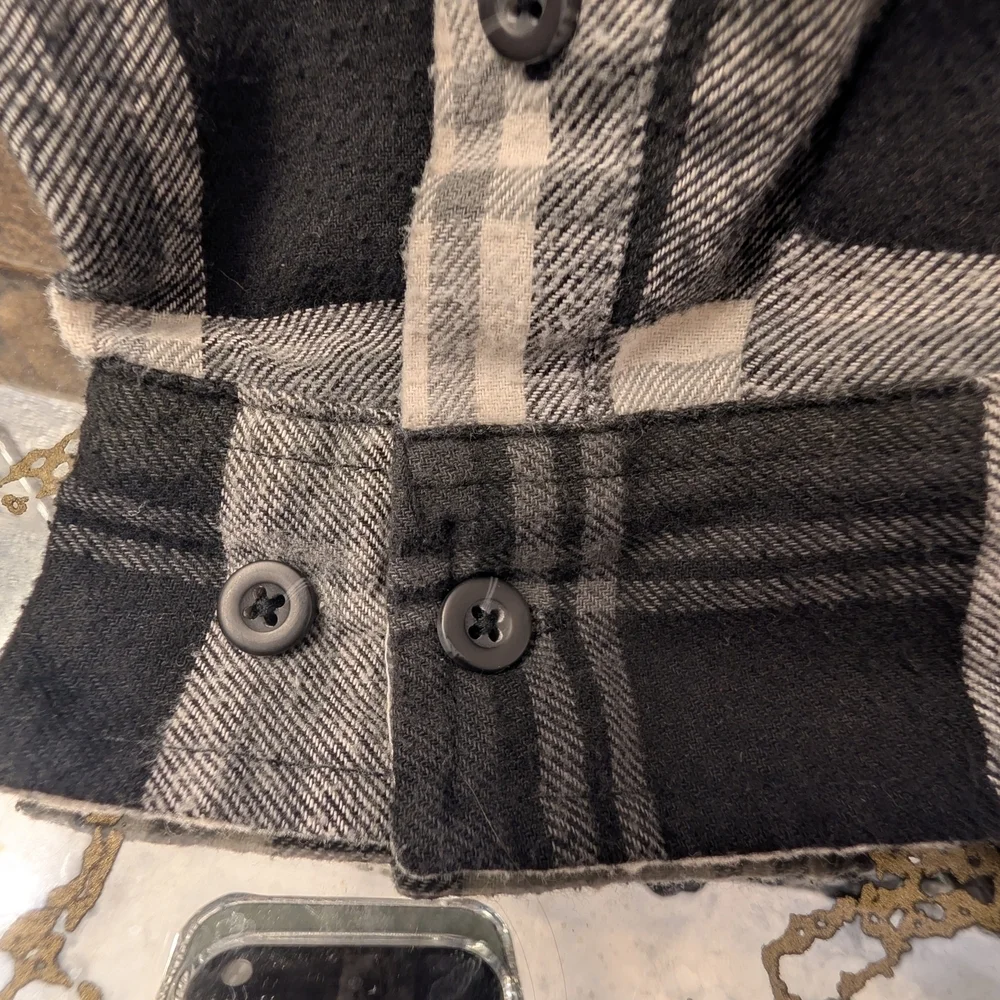 Burnside Gray and Black Plaid Shirt